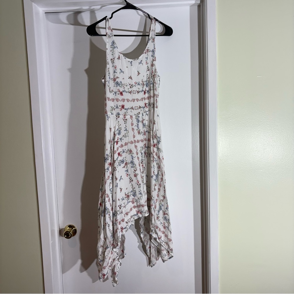 Elle White and Pink Floral Midi Dress